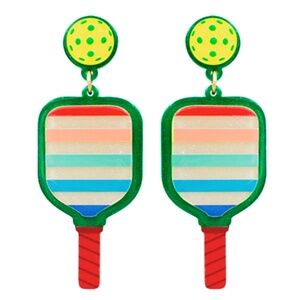 Stripe Pickleball Earrings